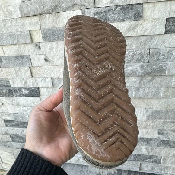 Sorel Out N About Moc Olive Green Suede & Fabric Shearling Lined Moccasin Sz 7 - Picture 11 of 13